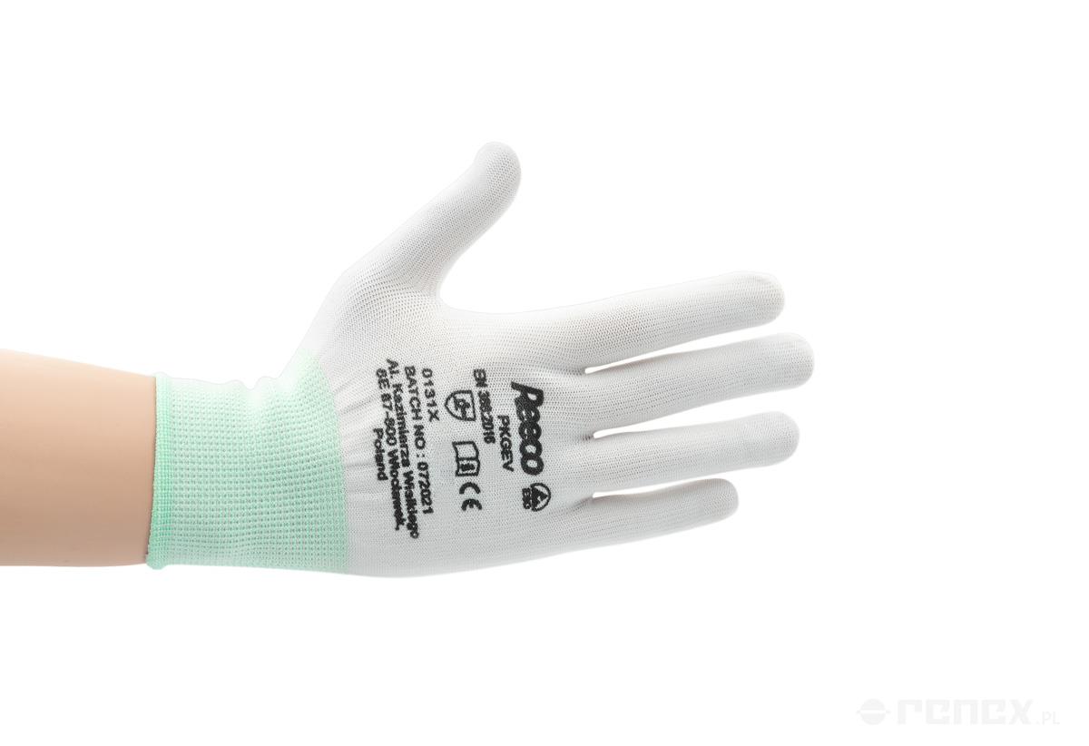 Guantes antiestáticos lisos, talla S, blancos, foto del fabricante (RENEX/REECO)
