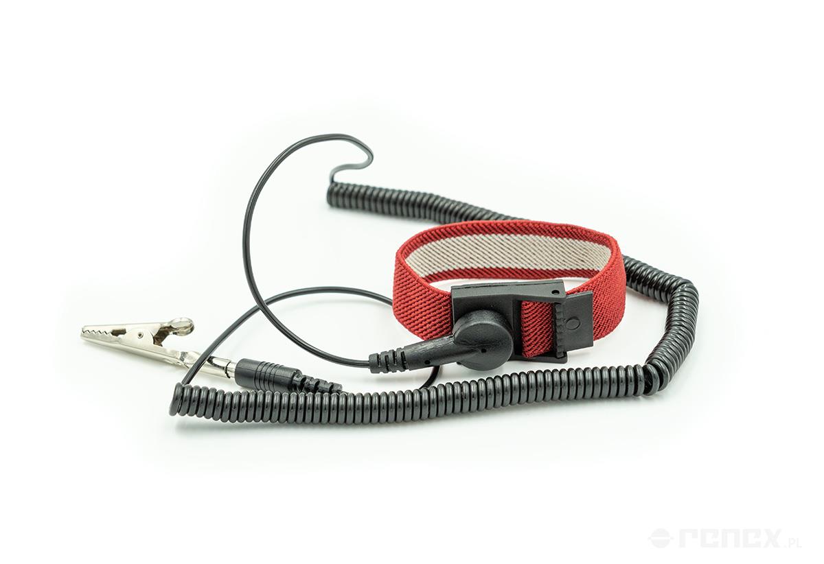 Muñequera antiestática burdeos, cable de 3,2 m, foto del fabricante (RENEX/REECO)