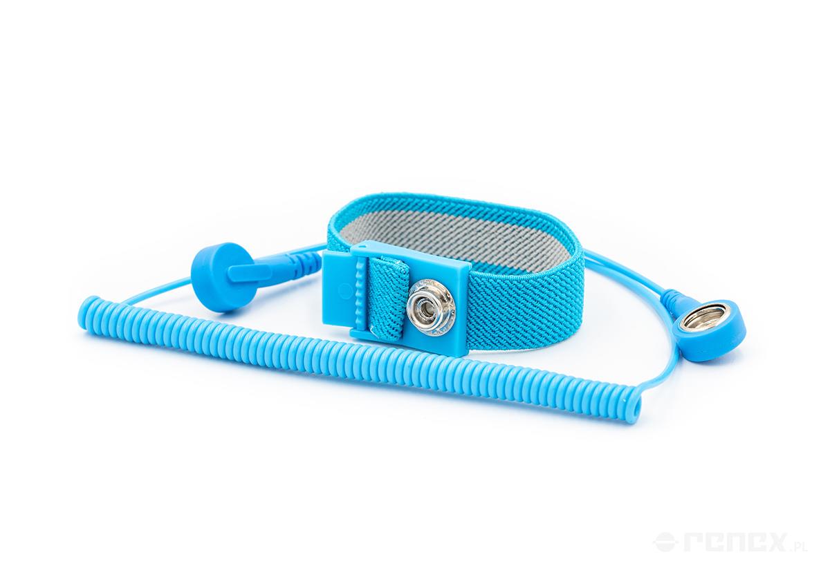 Muñequera ESD azul, cable de 1,8 m (broche 10 mm), foto del fabricante (RENEX/REECO)